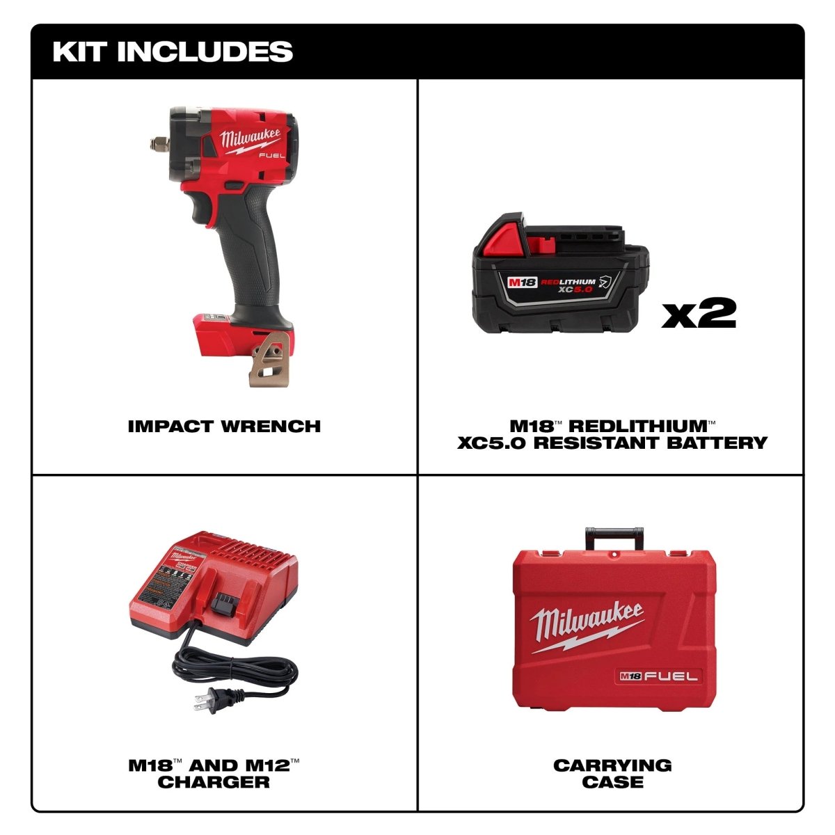 M18 FUEL™ 3/8 " Compact Impact Wrench w/ Friction Ring Kit - AAA Industrial Supply