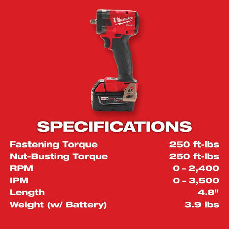 M18 FUEL™ 3/8 " Compact Impact Wrench w/ Friction Ring Kit - AAA Industrial Supply