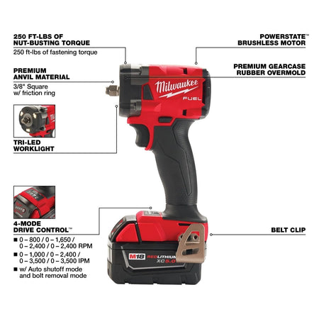 M18 FUEL™ 3/8 " Compact Impact Wrench w/ Friction Ring Kit - AAA Industrial Supply