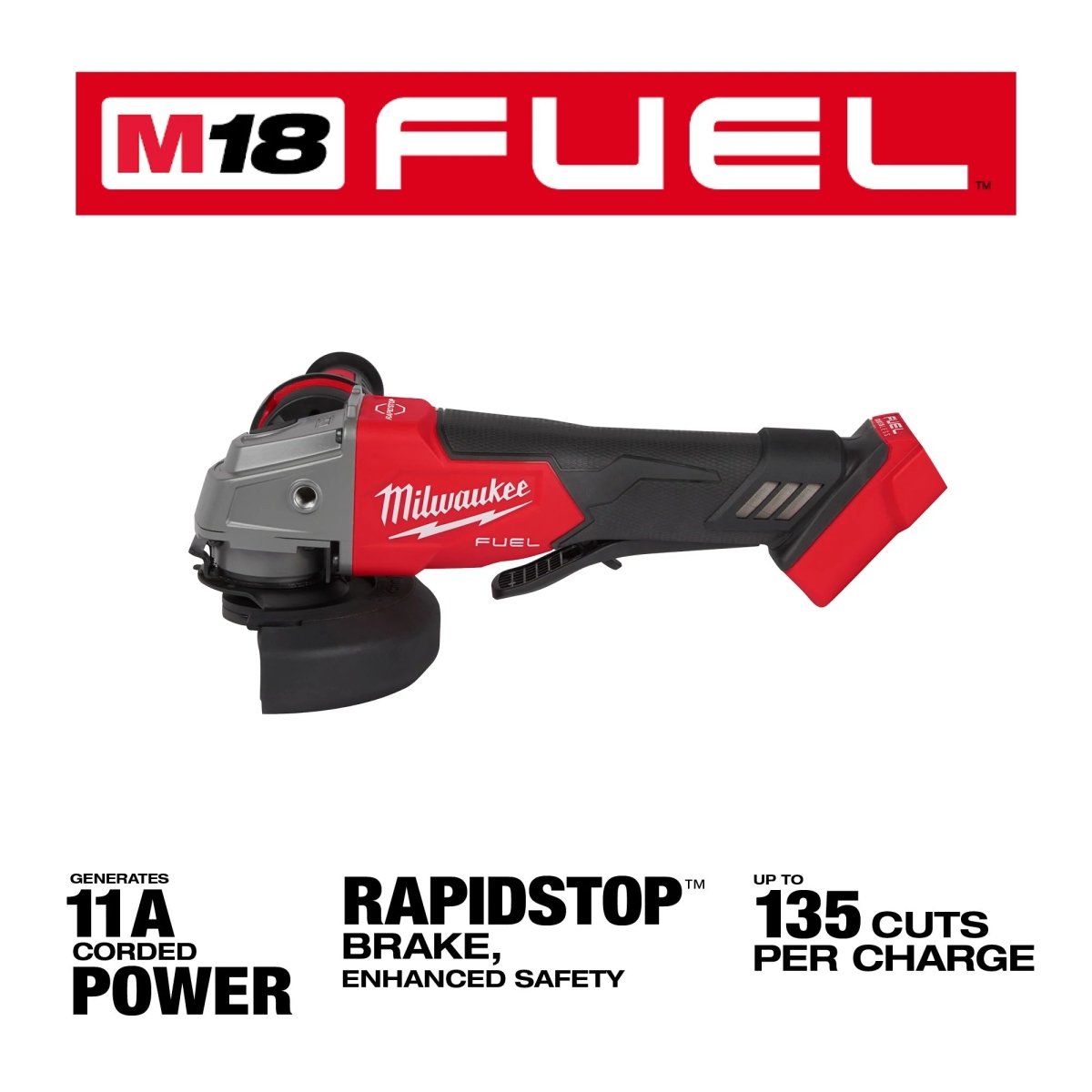 M18 FUEL™ 4 - 1/2" / 5" Braking Grinder Paddle Switch, No - Lock - AAA Industrial Supply