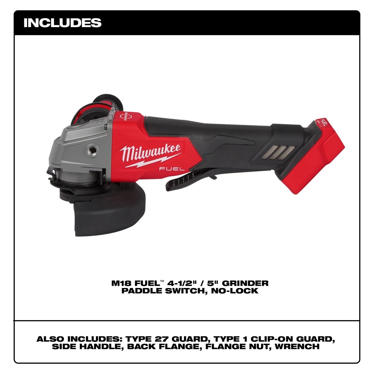 M18 FUEL™ 4 - 1/2" / 5" Braking Grinder Paddle Switch, No - Lock - AAA Industrial Supply