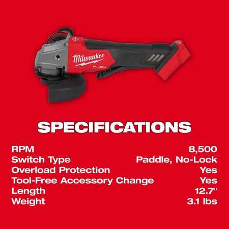 M18 FUEL™ 4 - 1/2" / 5" Braking Grinder Paddle Switch, No - Lock Kit - AAA Industrial Supply