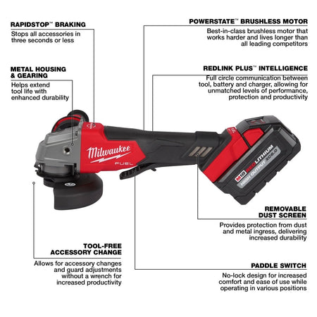M18 FUEL™ 4 - 1/2" / 5" Braking Grinder Paddle Switch, No - Lock Kit - AAA Industrial Supply