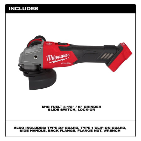 M18 FUEL™ 4 - 1/2" / 5" Braking Grinder Slide Switch, Lock - On - AAA Industrial Supply