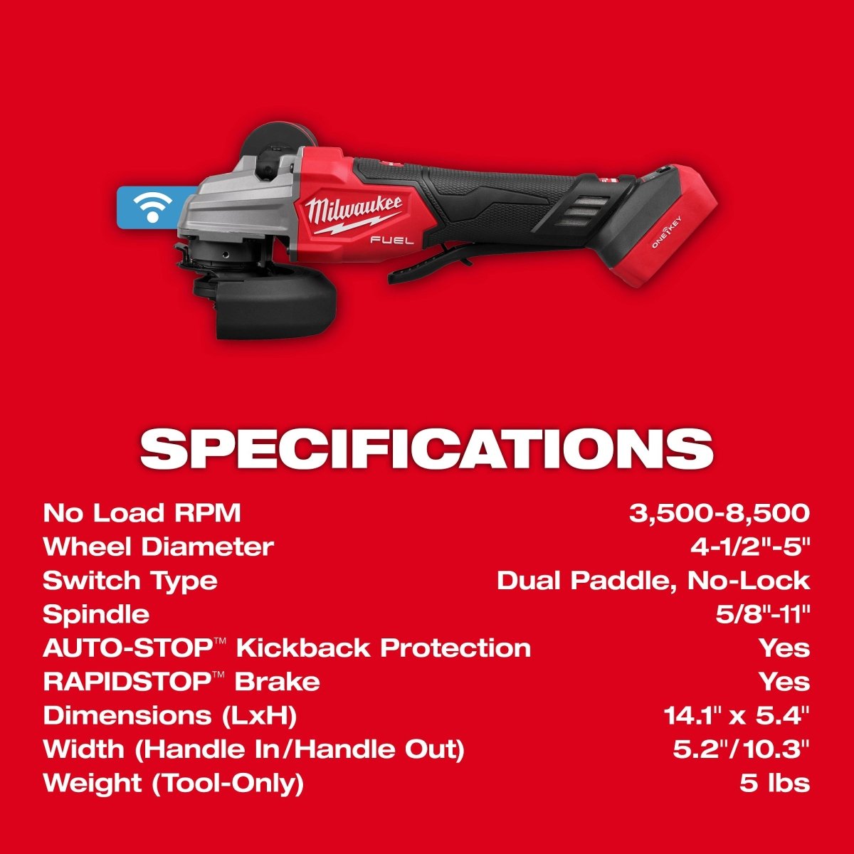M18 FUEL™ 4 - 1/2" / 5" Dual - Trigger Braking Grinder - AAA Industrial Supply