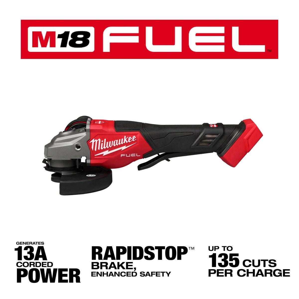 M18 FUEL™ 4 - 1/2" - 6" Braking Grinder, Paddle Switch - AAA Industrial Supply