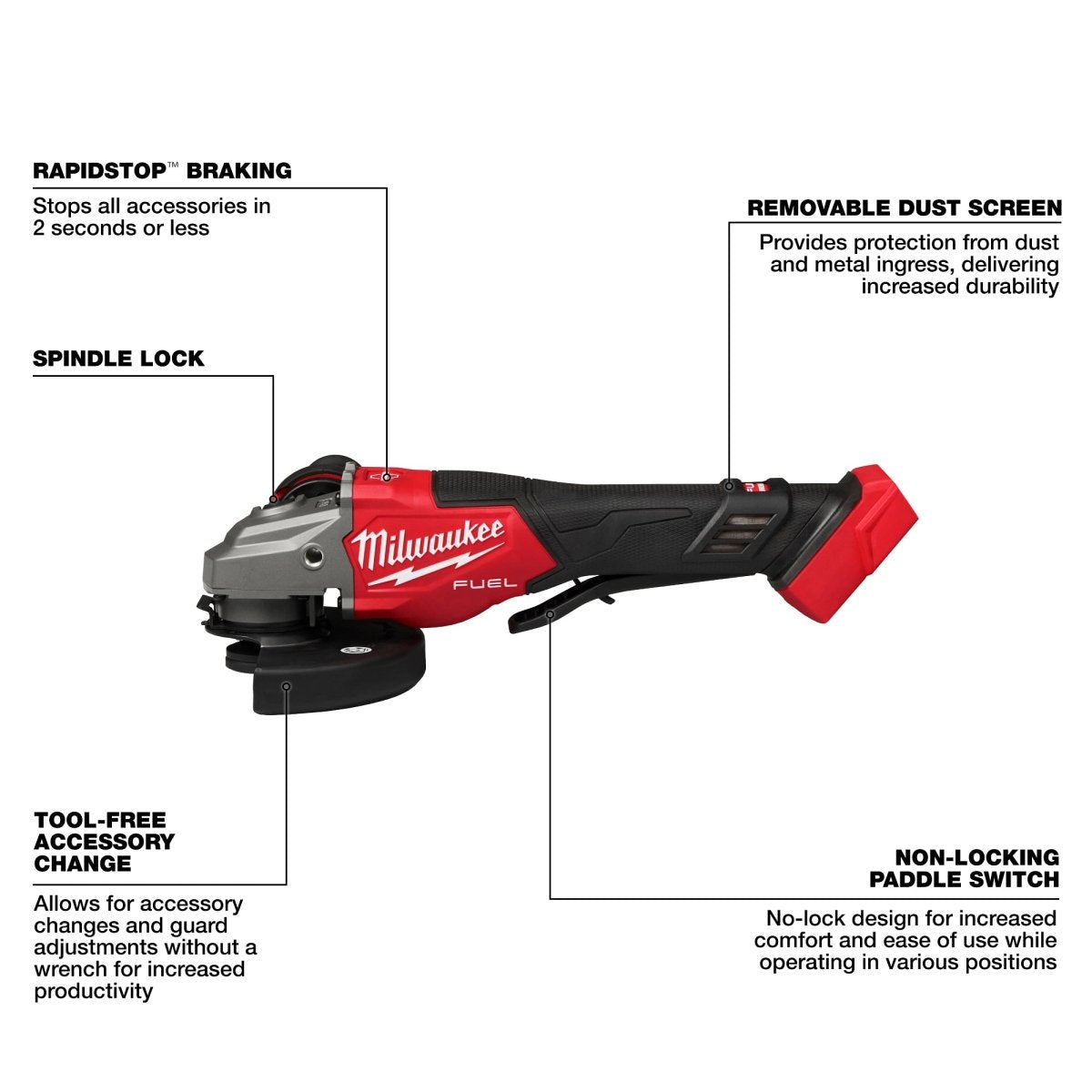 M18 FUEL™ 4 - 1/2" - 6" Braking Grinder, Paddle Switch - AAA Industrial Supply