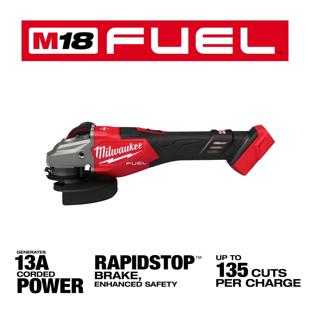 M18 FUEL™ 4 - 1/2" - 6" Braking Grinder, Slide Switch - AAA Industrial Supply