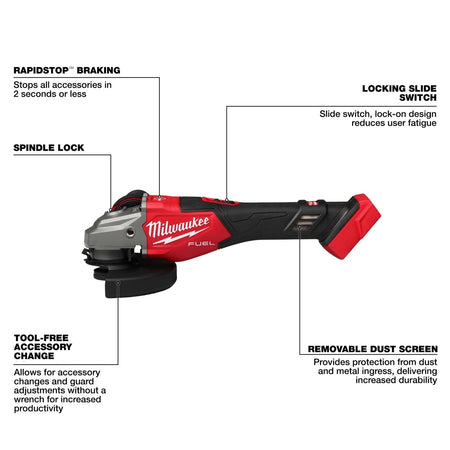 M18 FUEL™ 4 - 1/2" - 6" Braking Grinder, Slide Switch - AAA Industrial Supply