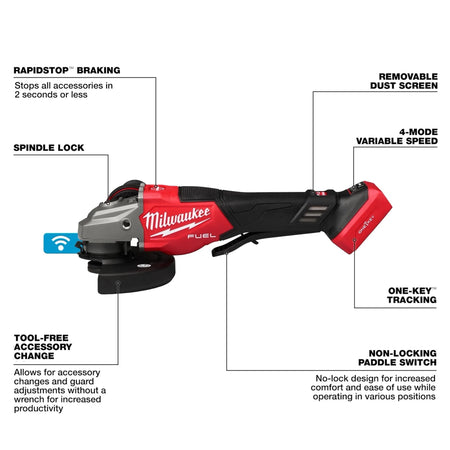 M18 FUEL™ 4-1/2"-6" Variable Speed Braking Grinder, Paddle Switch w/ ONE-KEY™ - AAA Industrial Supply