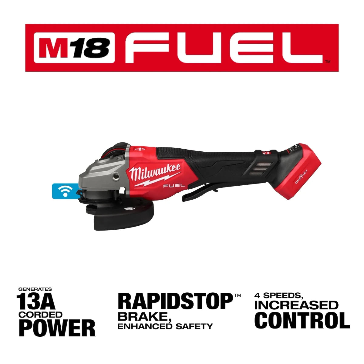 M18 FUEL™ 4-1/2"-6" Variable Speed Braking Grinder, Paddle Switch w/ ONE-KEY™ - AAA Industrial Supply