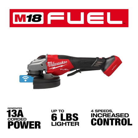 M18 FUEL™ 4 - 1/2" - 7" Variable Speed Braking Grinder, Paddle Switch w/ ONE - KEY™ - AAA Industrial Supply