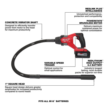 M18 FUEL™ 4' Concrete Pencil Vibrator Kit - AAA Industrial Supply