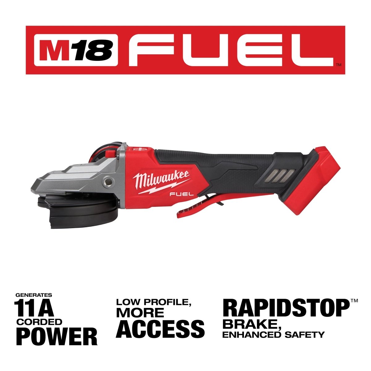 M18 FUEL™ 5" Flathead Braking Grinder, Paddle Switch No - Lock - AAA Industrial Supply