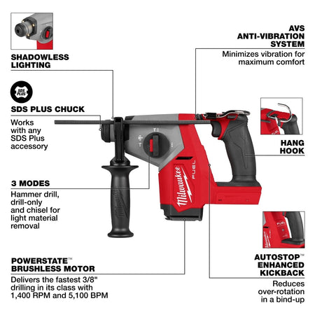 M18 FUEL™ 5/8" SDS Plus Rotary Hammer - AAA Industrial Supply