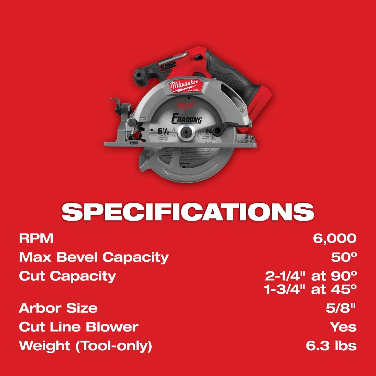 M18 FUEL™ 6 - 1/2" Circular Saw (Tool Only) - AAA Industrial Supply