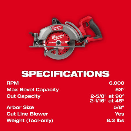 M18 FUEL™ 7 - 1/4" Rear Handle Circular Saw - AAA Industrial Supply