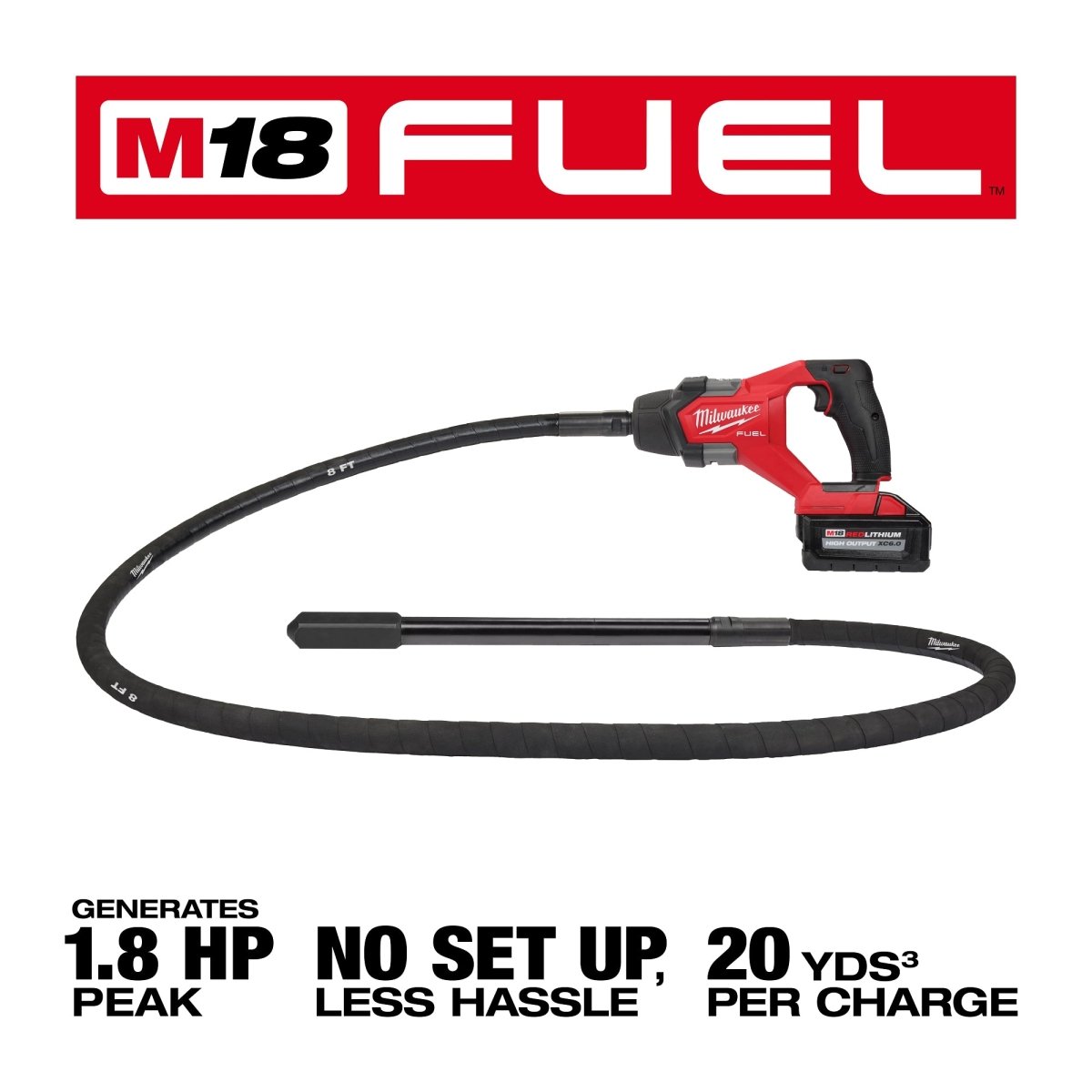 M18 FUEL™ 8' Concrete Pencil Vibrator Kit - AAA Industrial Supply