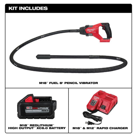 M18 FUEL™ 8' Concrete Pencil Vibrator Kit - AAA Industrial Supply
