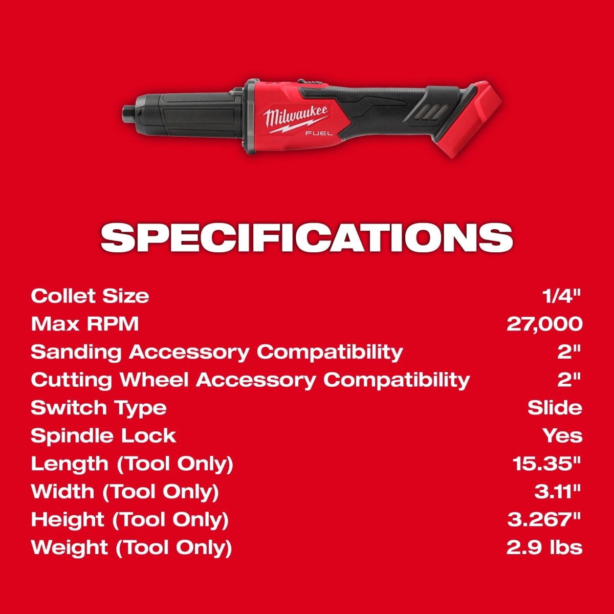 M18 FUEL™ Braking Die Grinder, Slide Switch - AAA Industrial Supply