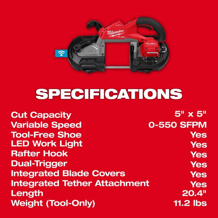 M18 FUEL™ Deep Cut Dual Trigger Band Saw w/ ONE - KEY™ - AAA Industrial Supply