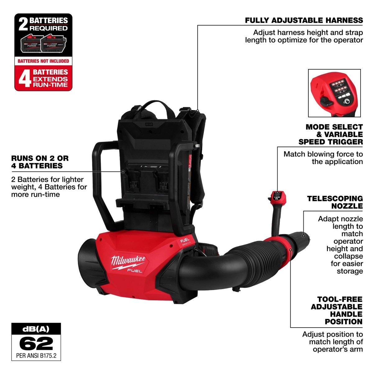 M18 FUEL™ Dual Battery Backpack Blower - AAA Industrial Supply