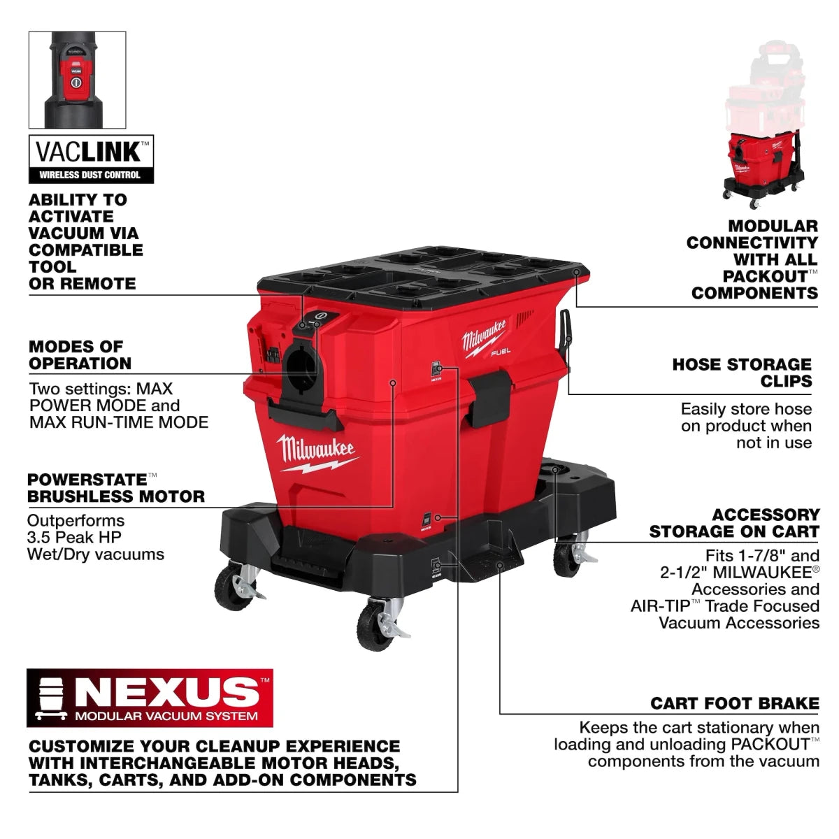 M18 FUEL™ NEXUS™ 6 Gallon Wet/Dry Vacuum w/ PACKOUT™ Compatibility & VACLINK™ - AAA Industrial Supply