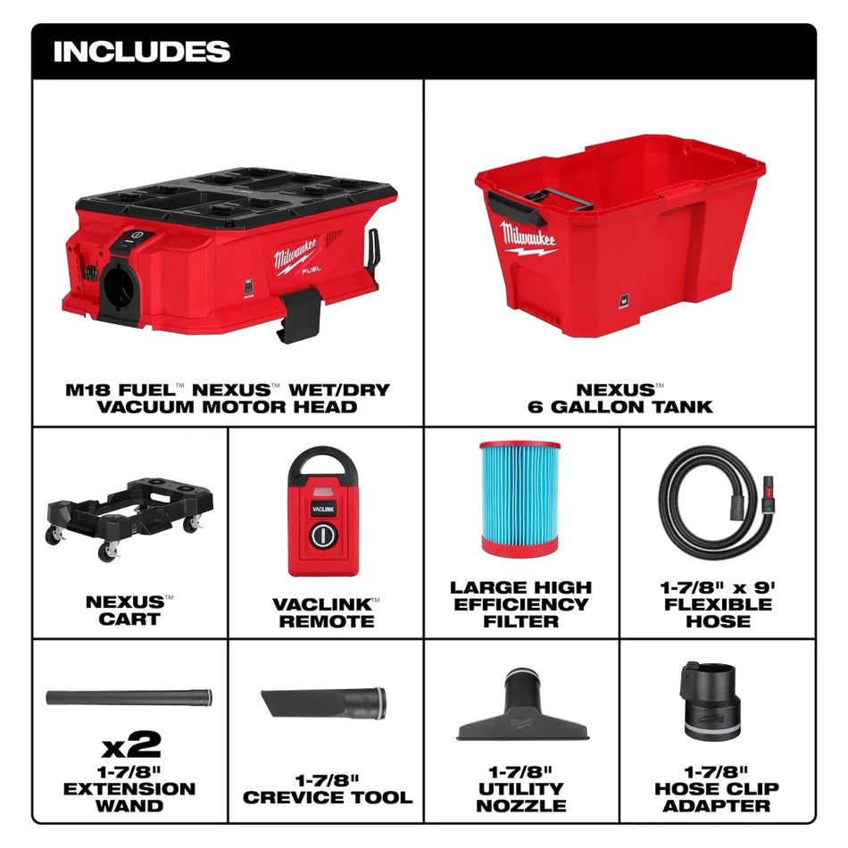 M18 FUEL™ NEXUS™ 6 Gallon Wet/Dry Vacuum w/ PACKOUT™ Compatibility & VACLINK™ - AAA Industrial Supply