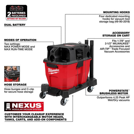 M18 FUEL™ NEXUS™ 9 Gallon Dual - Battery Wet/Dry Vacuum - AAA Industrial Supply