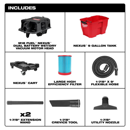 M18 FUEL™ NEXUS™ 9 Gallon Dual - Battery Wet/Dry Vacuum - AAA Industrial Supply
