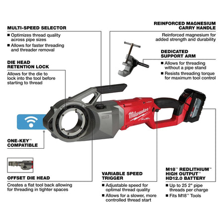 M18 FUEL™ Pipe Threader w/ ONE - KEY™ Kit - AAA Industrial Supply