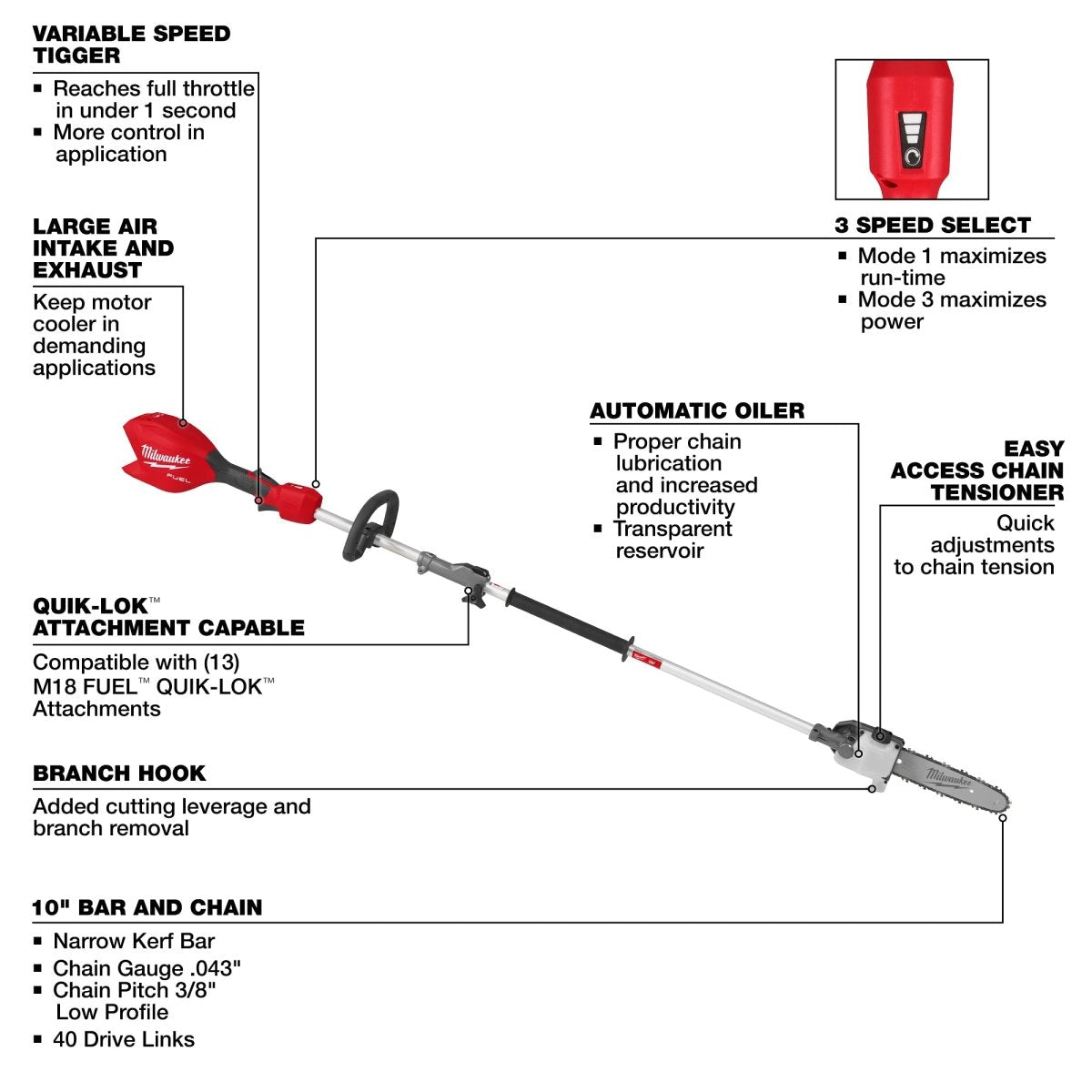 M18 FUEL™ Pole Saw w/ QUIK - LOK™ - AAA Industrial Supply