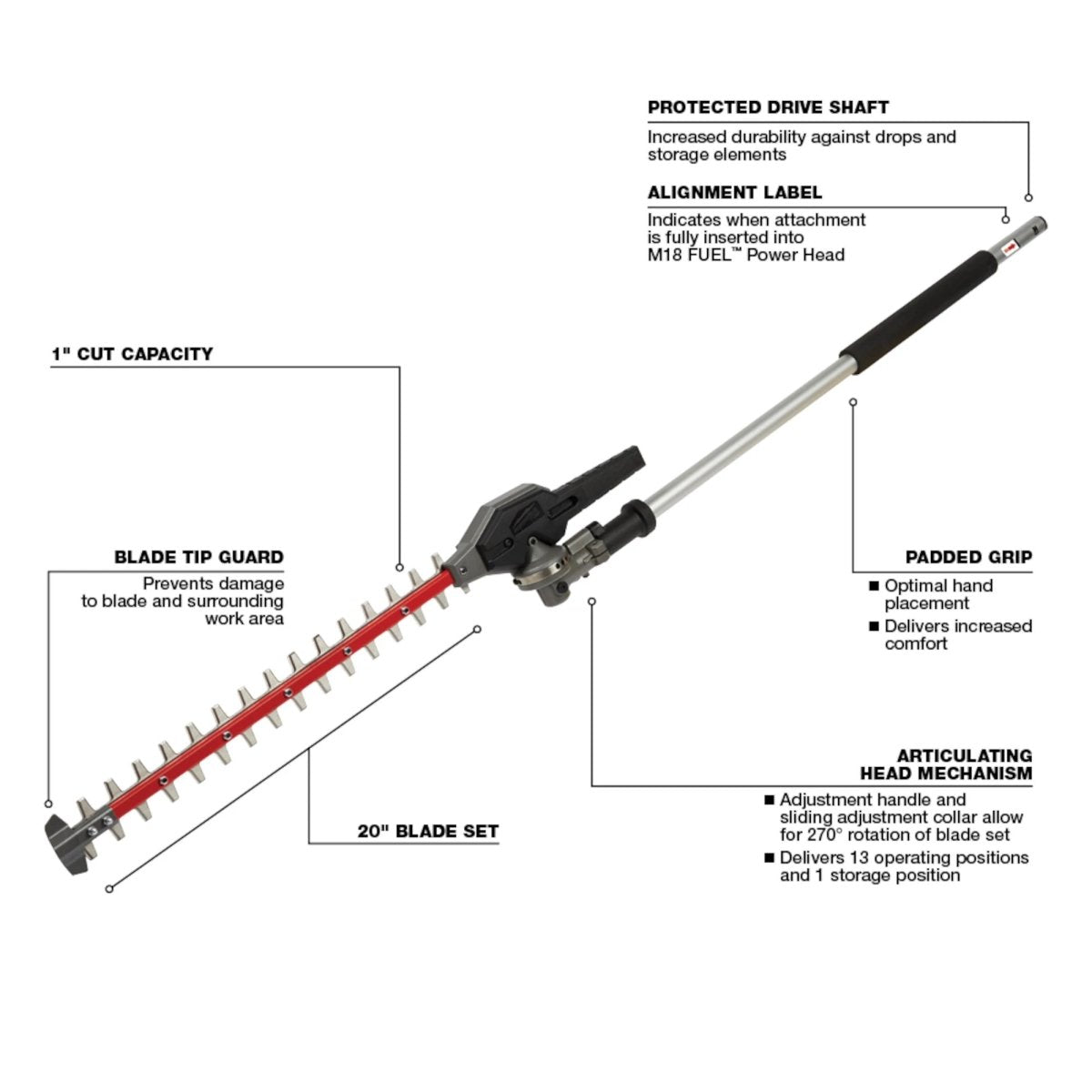 M18 FUEL™ QUIK - LOK™ Articulating Hedge Trimmer Attachment - AAA Industrial Supply