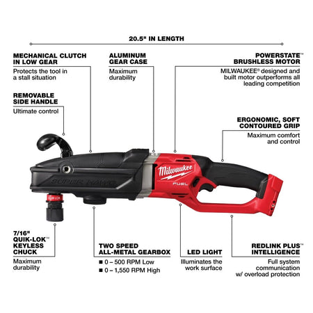 M18 FUEL™ SUPER HAWG™ Right Angle Drill w/ QUIK - LOK™ - AAA Industrial Supply