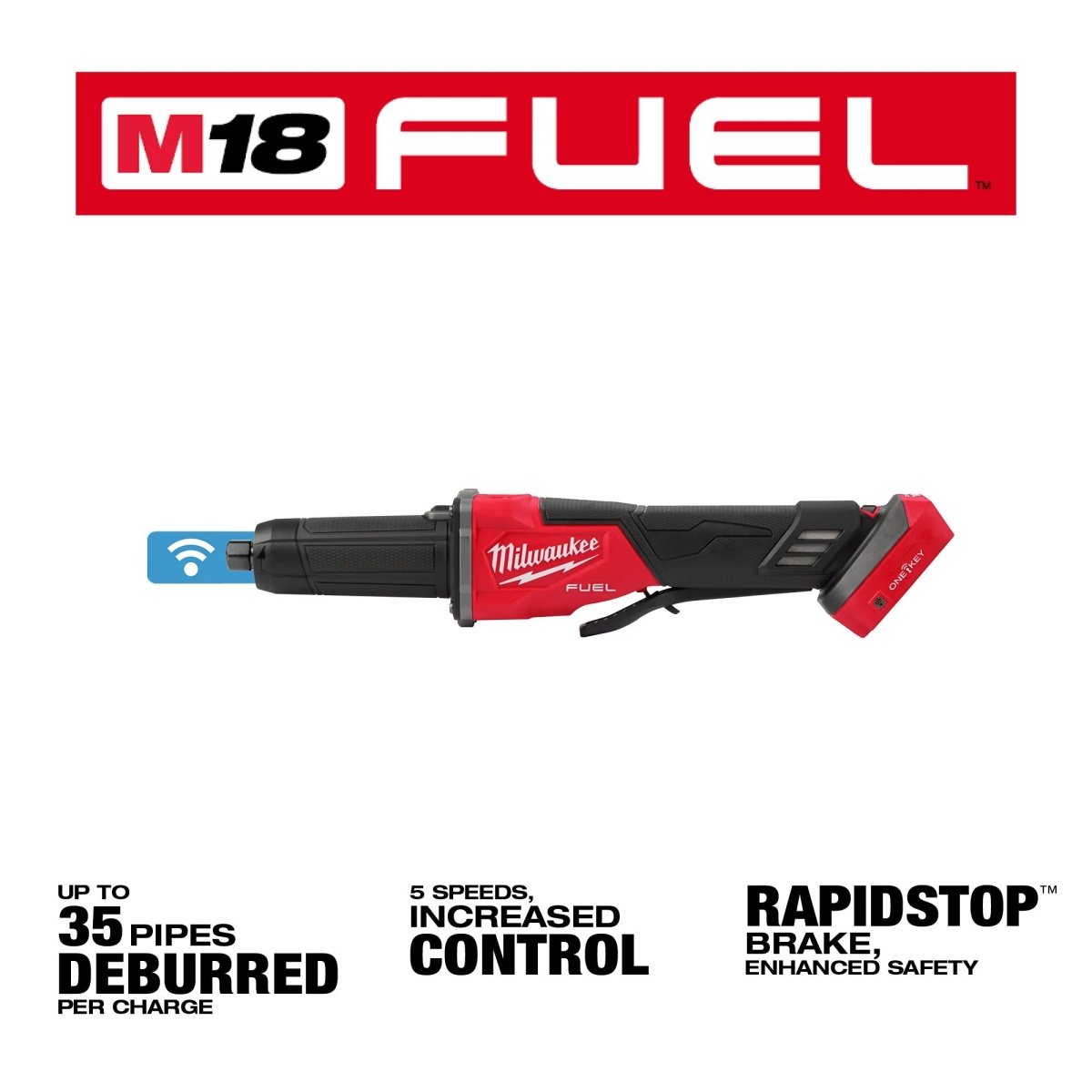 M18 FUEL™ Variable Speed, Braking Die Grinder, Paddle Switch w/ ONE - KEY™ - AAA Industrial Supply