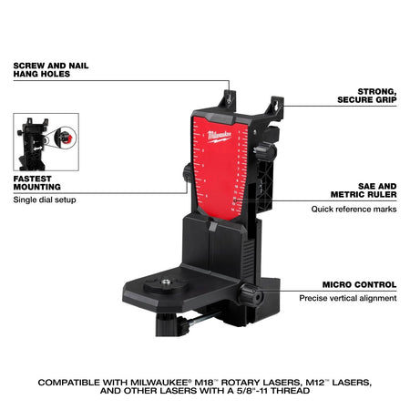 M18™ Green Interior Rotary Laser Level Kit w/ Remote/Receiver & Wall Mount Bracket - AAA Industrial Supply