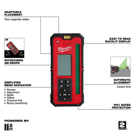 M18™ Green Interior Rotary Laser Level Kit w/ Remote/Receiver & Wall Mount Bracket - AAA Industrial Supply