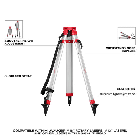 M18™ Red Exterior Rotary Laser Level Kit w/ Receiver, Tripod, & Grade Rod - AAA Industrial Supply