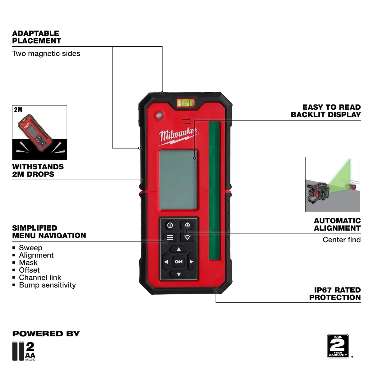 M18™ Red Exterior Rotary Laser Level Kit w/ Receiver, Tripod, & Grade Rod - AAA Industrial Supply