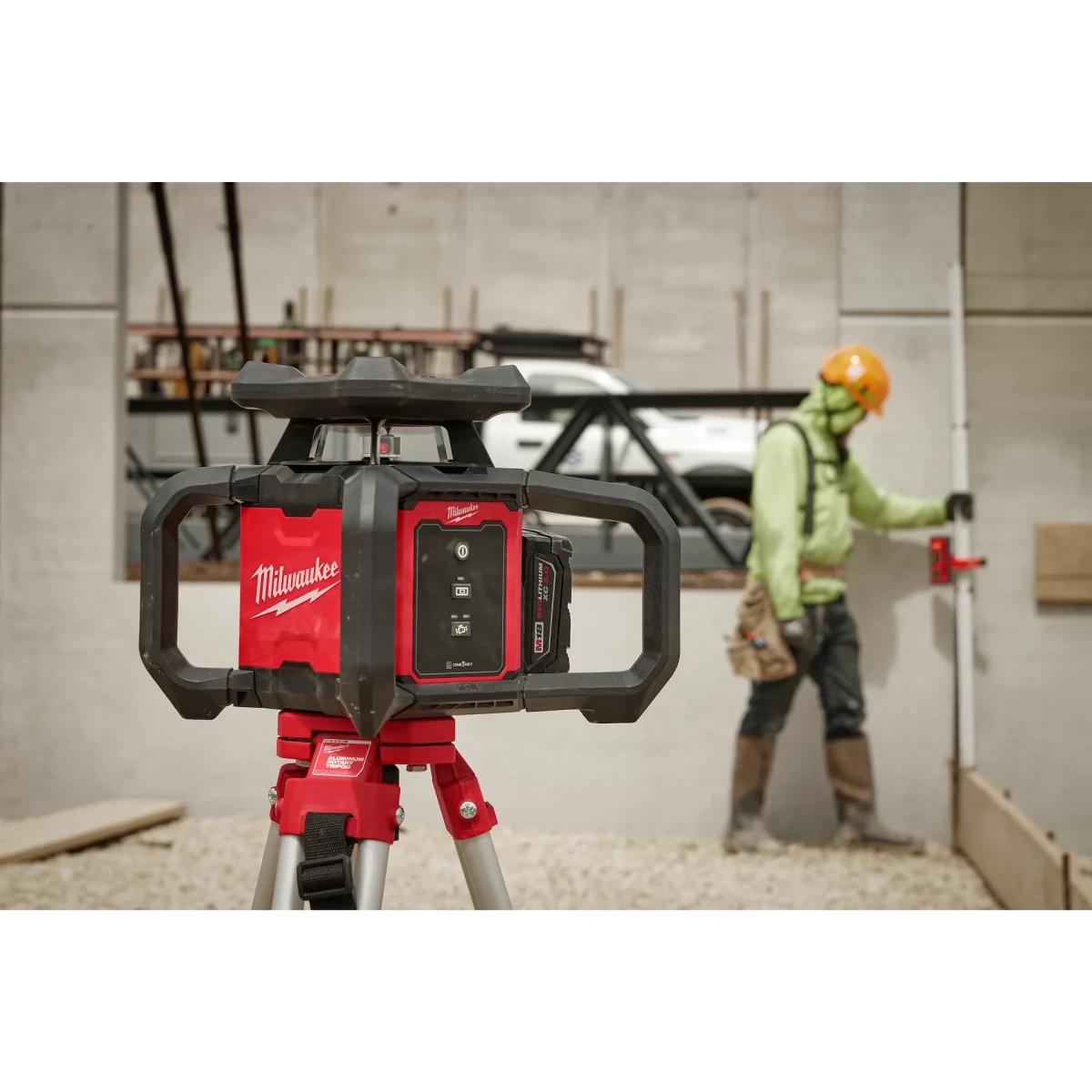 M18™ Red Exterior Rotary Laser Level Kit w/ Receiver, Tripod, & Grade Rod - AAA Industrial Supply