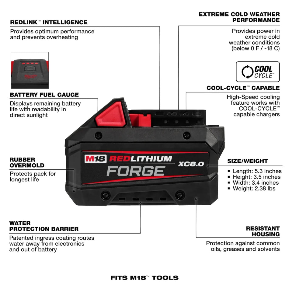M18™ REDLITHIUM™ FORGE™ XC8.0 Dual Battery Starter Kit - AAA Industrial Supply