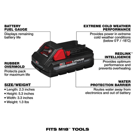 M18™ REDLITHIUM™ HIGH OUTPUT™ CP3.0 Battery - AAA Industrial Supply