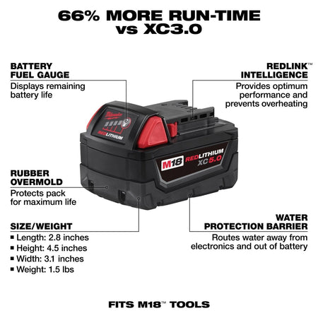 M18™ REDLITHIUM™ XC5.0 Extended Capacity Battery (10 Pk) - AAA Industrial Supply