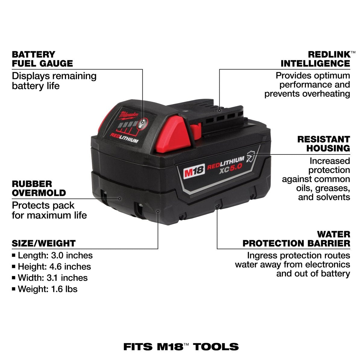 M18™ REDLITHIUM™ XC5.0 Resistant Battery - AAA Industrial Supply