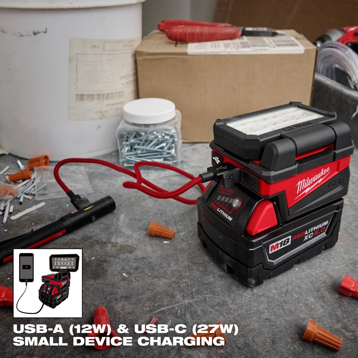 M18™ ROVER™ Compact Folding Flood Light w/ USB Charging - AAA Industrial Supply