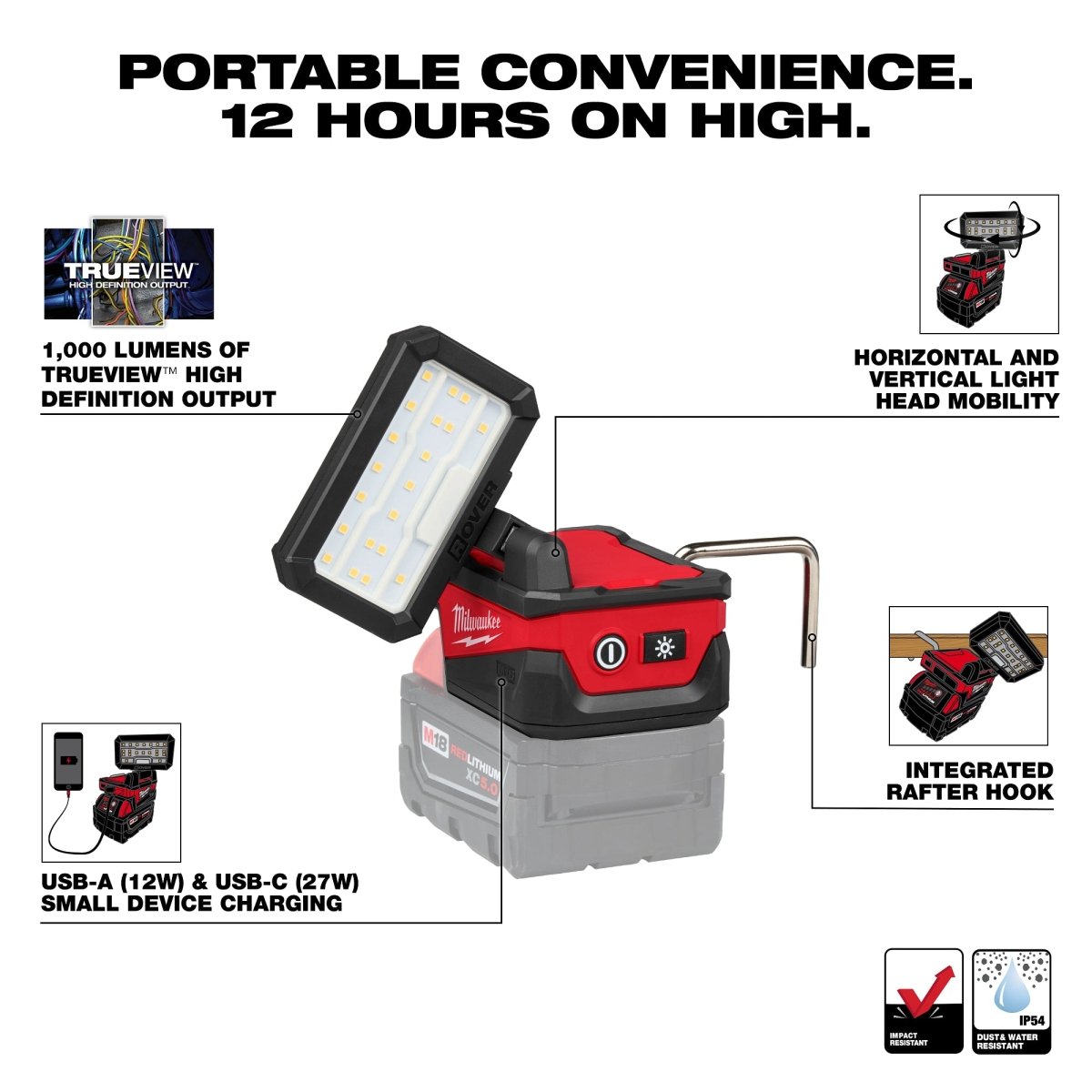 M18™ ROVER™ Compact Folding Flood Light w/ USB Charging - AAA Industrial Supply