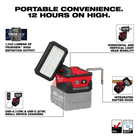 M18™ ROVER™ Compact Folding Flood Light w/ USB Charging - AAA Industrial Supply