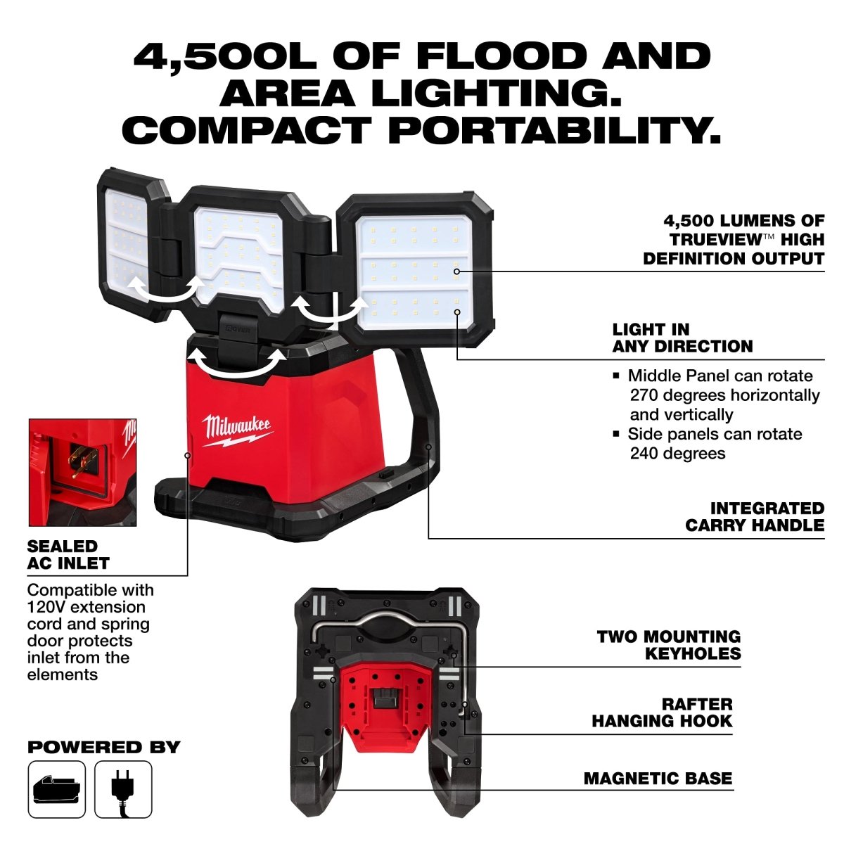M18™ ROVER™ Dual Power Triple - Panel Flood & Area Light - AAA Industrial Supply