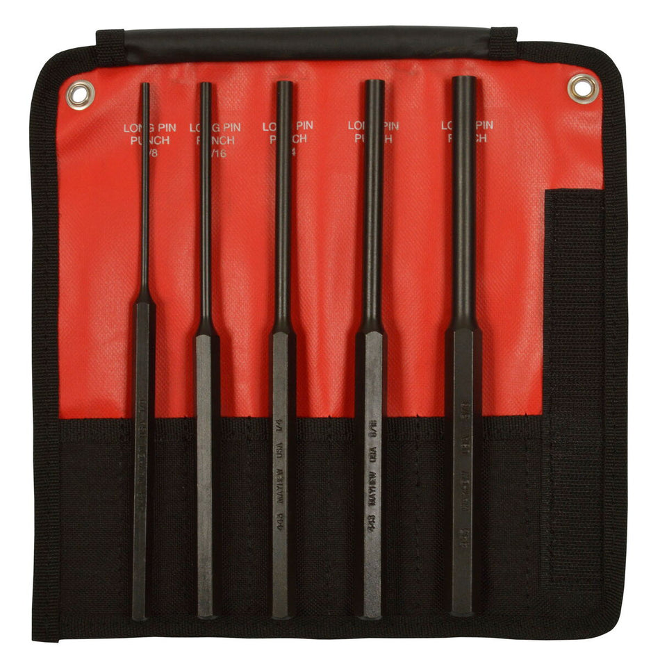 Mayhew Pro 62065 5Piece Pin Punch Set with Extra Long Pin Lengths - AAA Industrial Supply