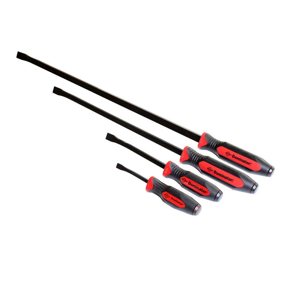 Mayhew Tools 14065 Dominator Pro Pry Bar Set, 8", 12", 25" & 36" Curved Pry Bars, Red - AAA Industrial Supply